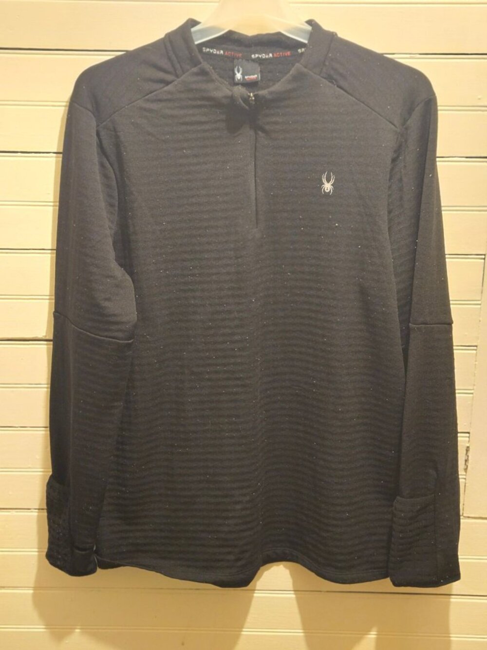 Spyder Active Quarter Zip Pullover Men's XXL Black Long Sleeve Thermal Athletic